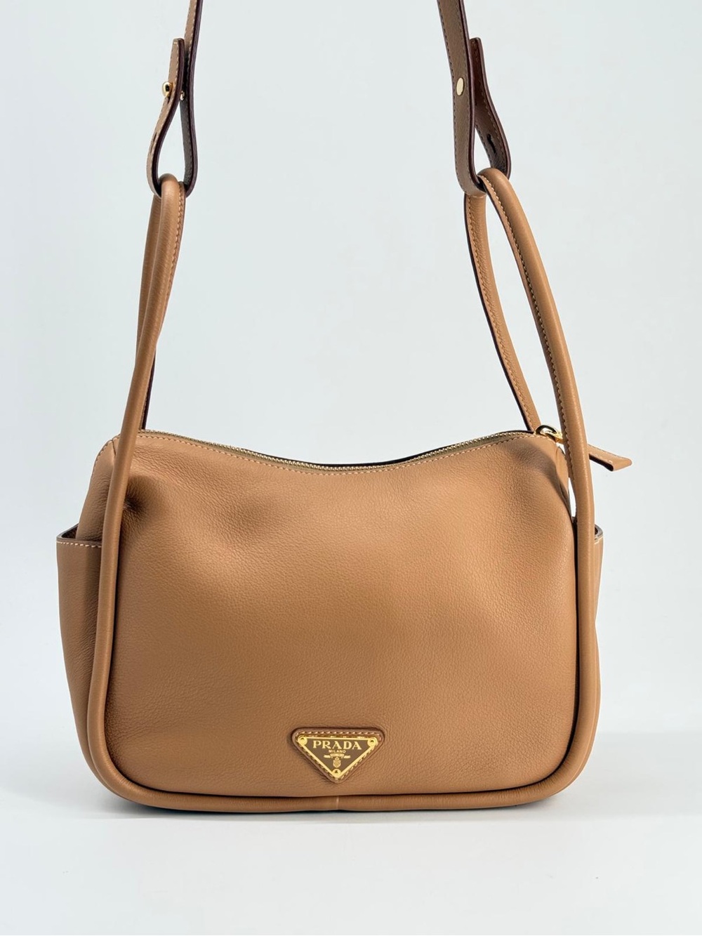 Prada Darling Soft Calfskin Handbag Caramel Brown